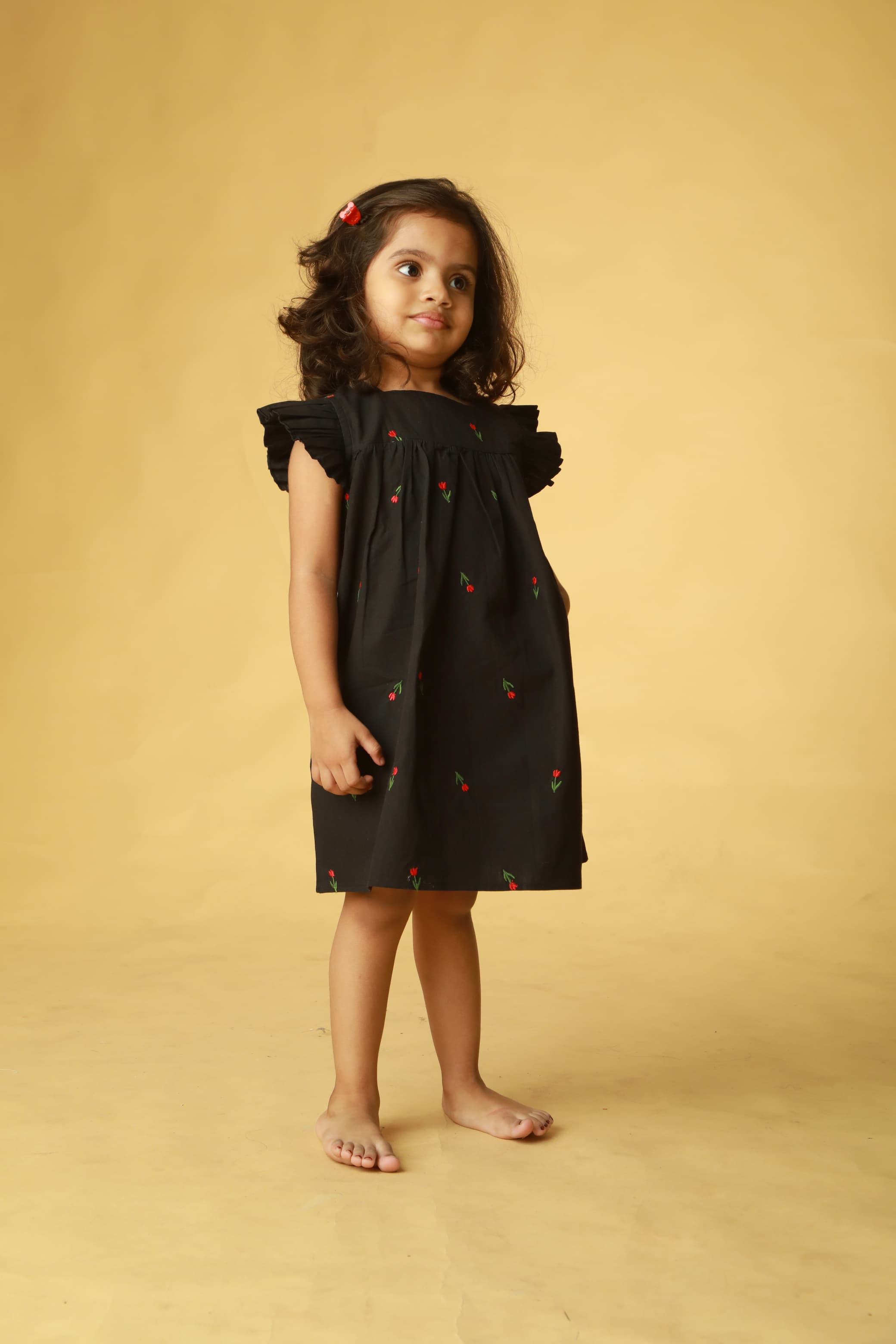 A line dress all over embroidery-tulip