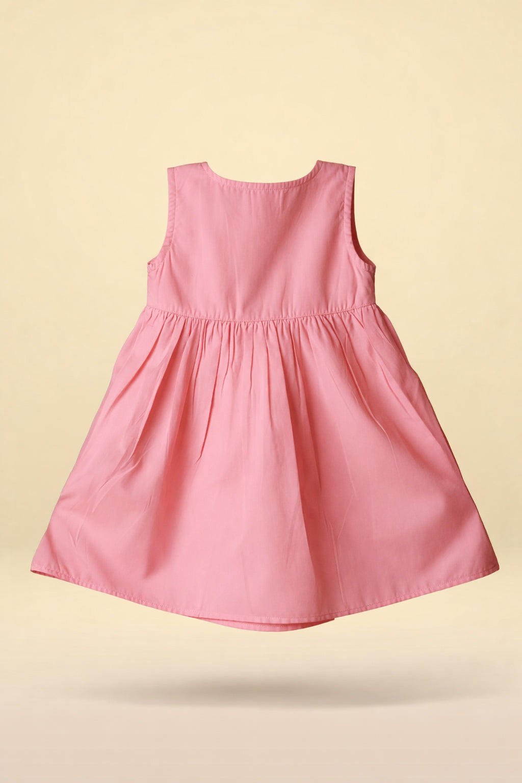Cute pink baby girl dress with panda embroidery, breathable cotton fabric