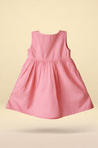 Cute pink baby girl dress with panda embroidery, breathable cotton fabric